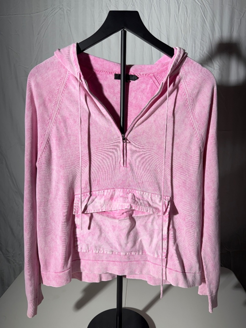J.Crew Pink Acid Wash Quarter Zip Hoodie Kangaroo Pocket Size Small